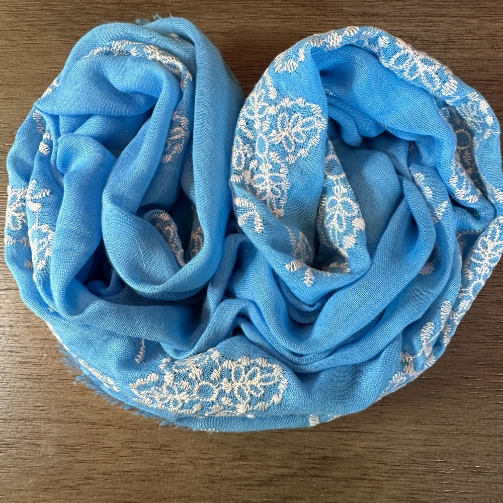 BP (Nordstrom) Stitched Infinity Scarf with fringed edge - Blue